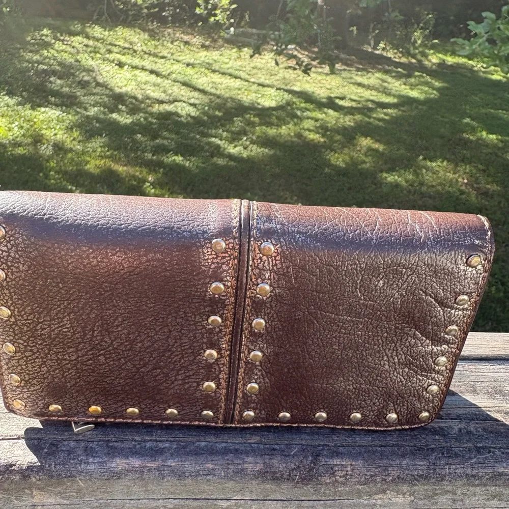 Michael kors Astor metallic Bronze Studded Leather Wallet Clutch - Picture 2 of 5